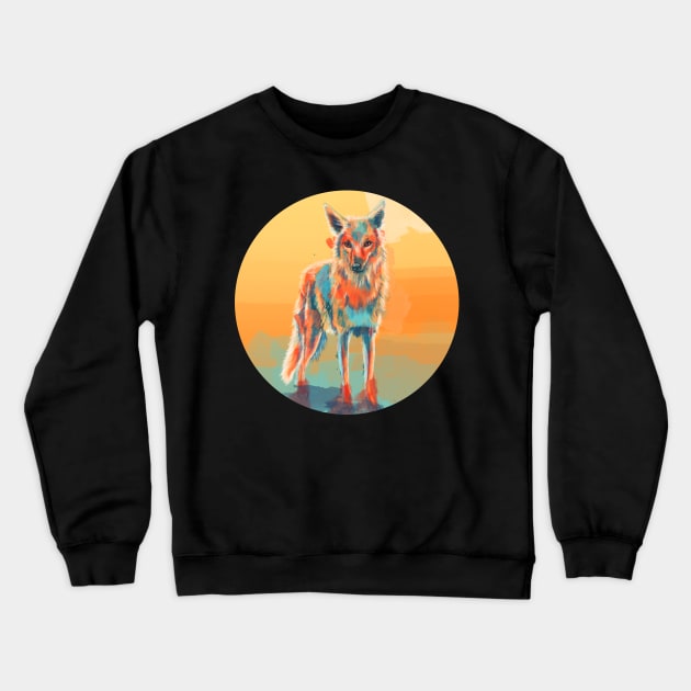 Lone Wild Coyote - digital illustration Crewneck Sweatshirt by Flo Art Studio